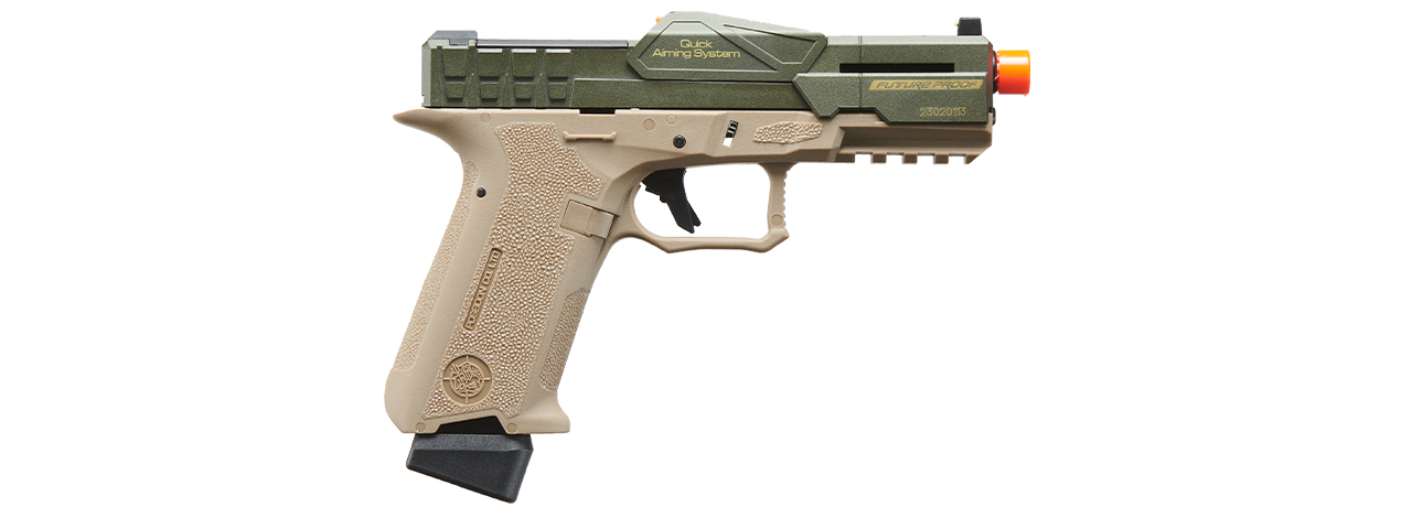 Poseidon CSI XG8 Close Combat Tactical GBB Pistol - (OD Green/Tan)