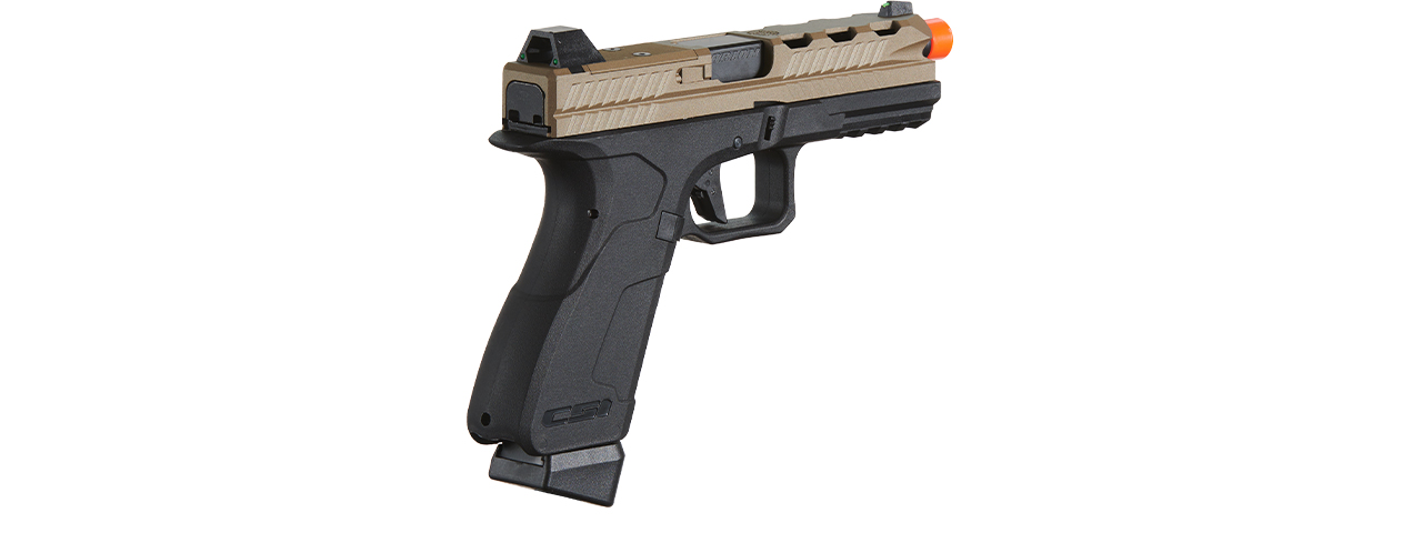 Poseidon CSI Orion Close Combat Tactical GBB Pistol - (Tan/Black) - Click Image to Close