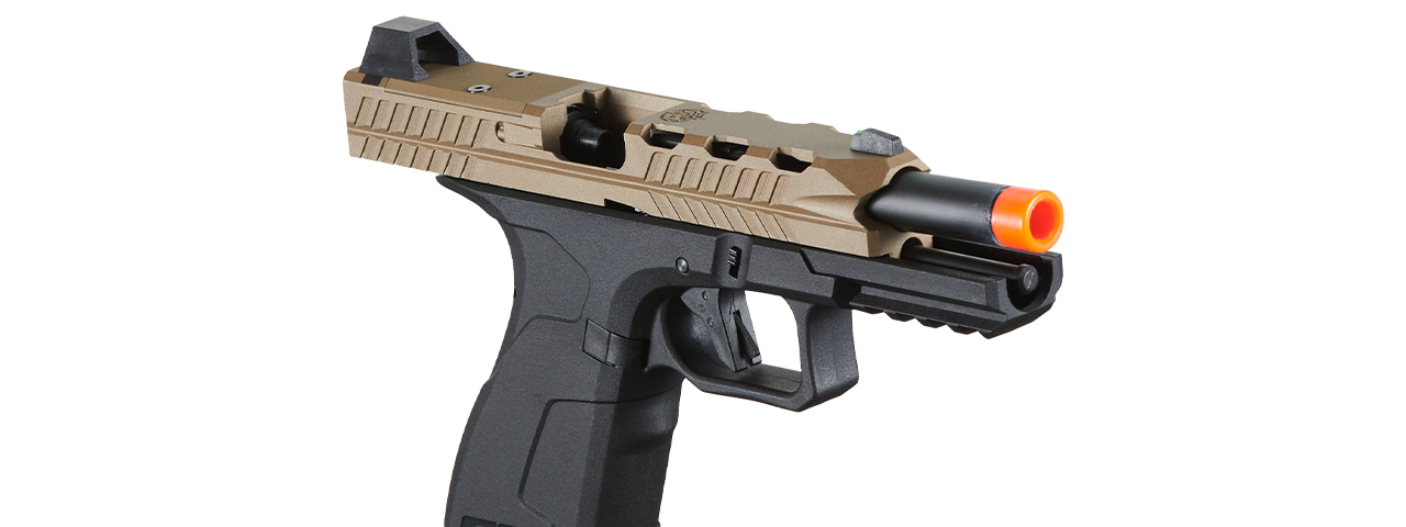 Poseidon CSI Orion Close Combat Tactical GBB Pistol - (Tan/Black) - Click Image to Close