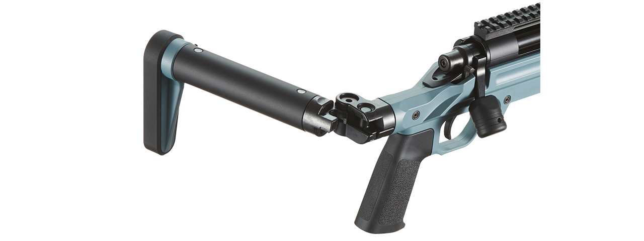 Tokyo Marui VSR-ONE Bolt Action Airsoft Rifle w/ Folding Stock - (Phantom Blue) - Click Image to Close