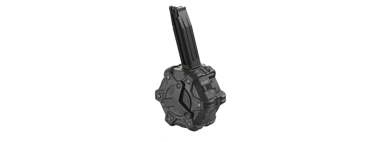 WE-Tech 350 Round Drum Magazine for Hi-Capa 5.1 Gas Blowback Airsoft Pistols - (Black) - Click Image to Close