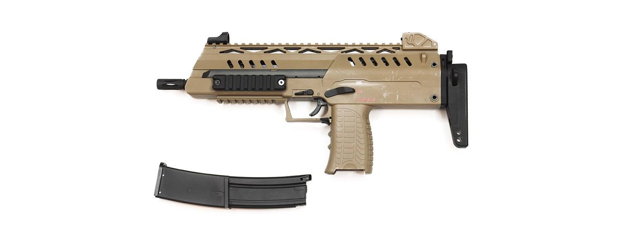 WE-Tech SMG-8 Airsoft GBB Sub Machine Gun - (Tan) - Click Image to Close