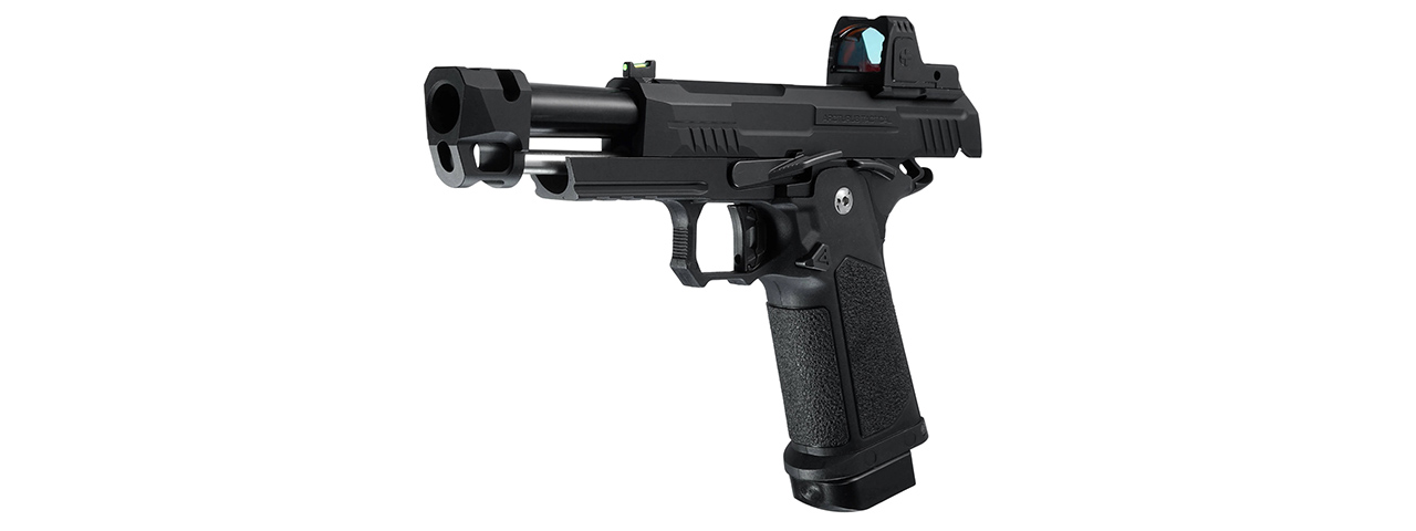 ARCTURUS Vanguard 4.3" Hi-Capa GBB Pistol w/ Optics Ready Slide, Compensator & ARS-1 Red Dot Combo - (Black)