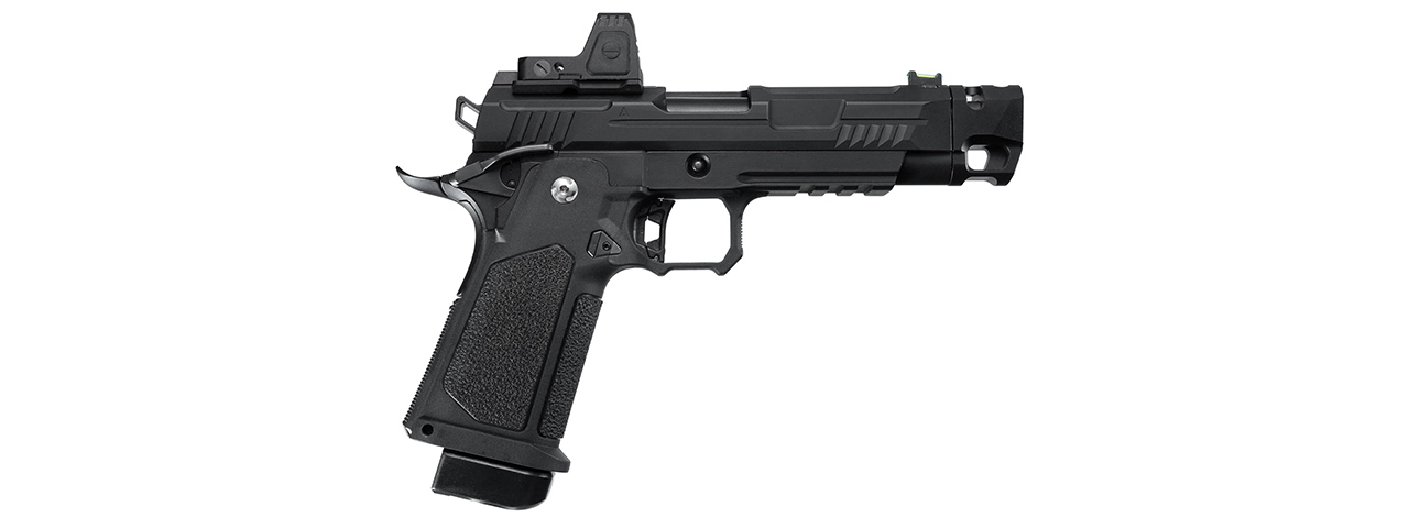 ARCTURUS Vanguard 4.3" Hi-Capa GBB Pistol w/ Optics Ready Slide, Compensator & ARS-1 Red Dot Combo - (Black)
