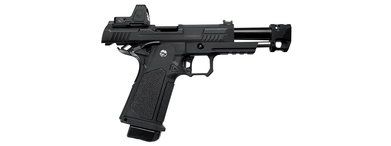 ARCTURUS Vanguard 4.3" Hi-Capa GBB Pistol w/ Optics Ready Slide, Compensator & ARS-1 Red Dot Combo - (Black)