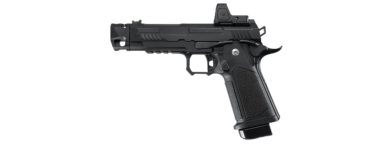ARCTURUS Vanguard 4.3" Hi-Capa GBB Pistol w/ Optics Ready Slide, Compensator & ARS-1 Red Dot Combo - (Black)
