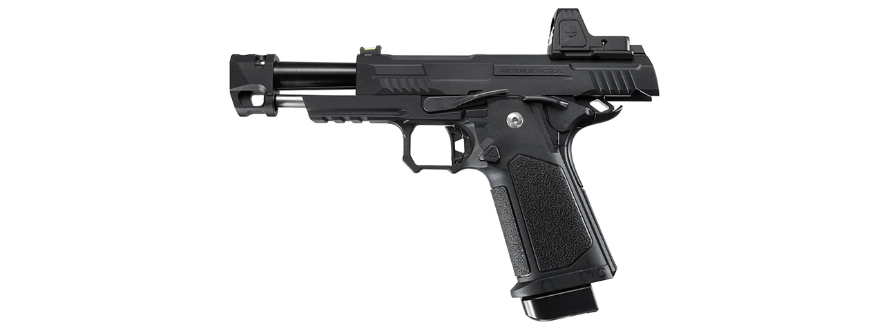 ARCTURUS Vanguard 4.3" Hi-Capa GBB Pistol w/ Optics Ready Slide, Compensator & ARS-1 Red Dot Combo - (Black)