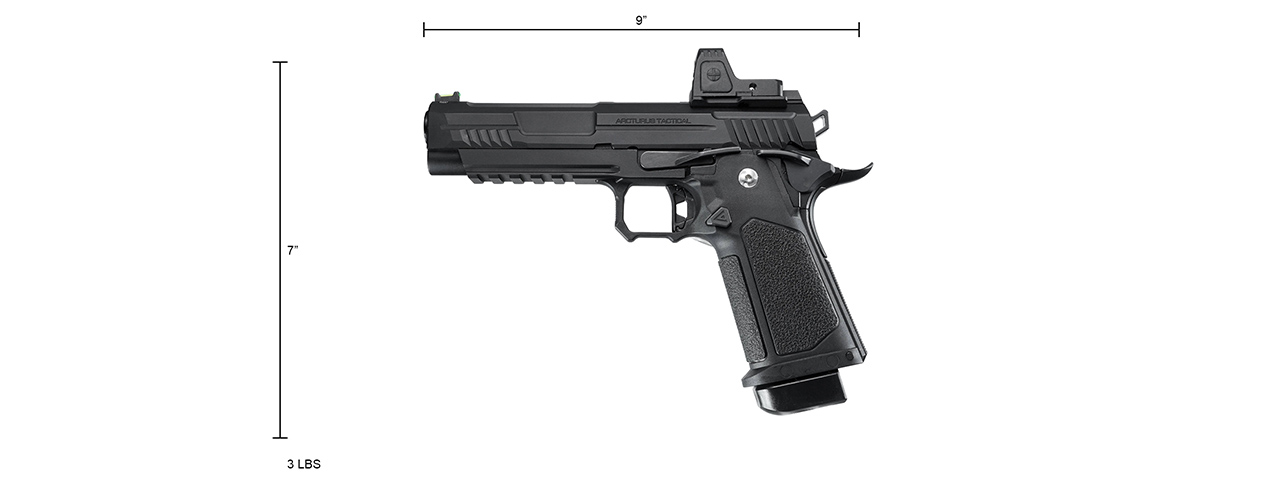 ARCTURUS Vanguard 5" Hi-Capa GBB Pistol w/ Optics Ready Slide & ARS-1 Red Dot Combo - (Black)