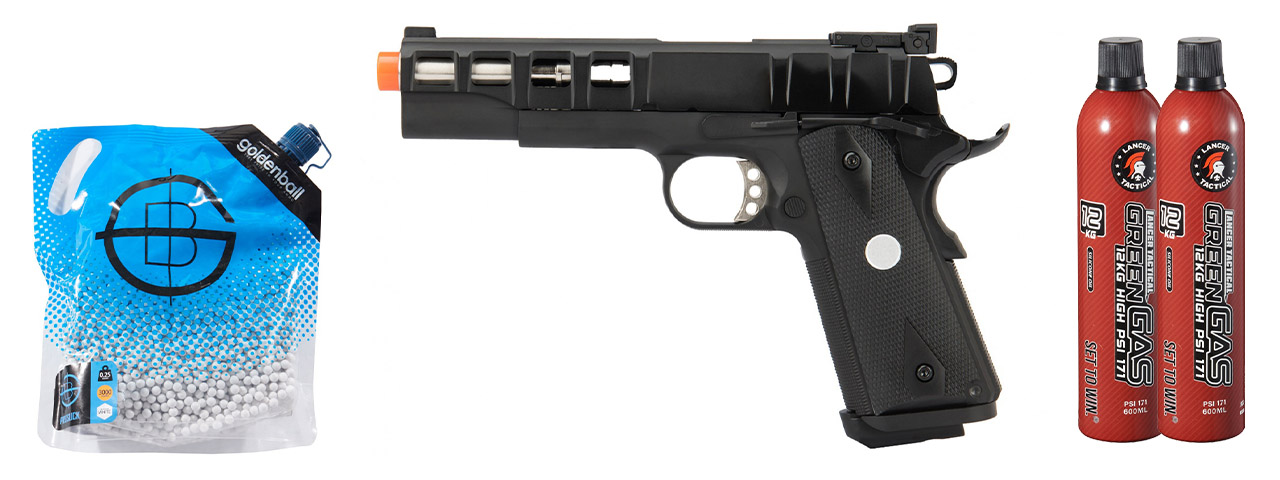 Army Armament Full Metal R30 1911 Gas Blowback Airsoft Pistol - Green Gas Combo - (Black)