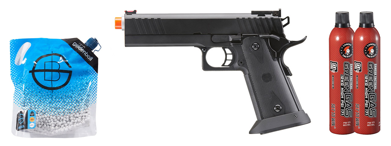 Army Armament R609 Hi-Capa Gas Blowback Airsoft Pistol - Green Gas Combo - (Black)