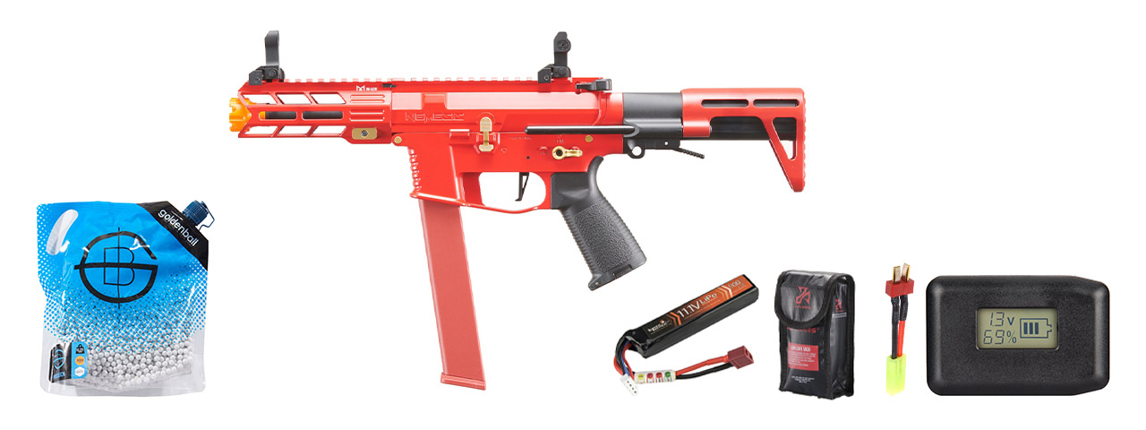 Classic Army Nemesis X9 PDW SMG AEG - Battery/Adapter/Charger Combo - (Red)