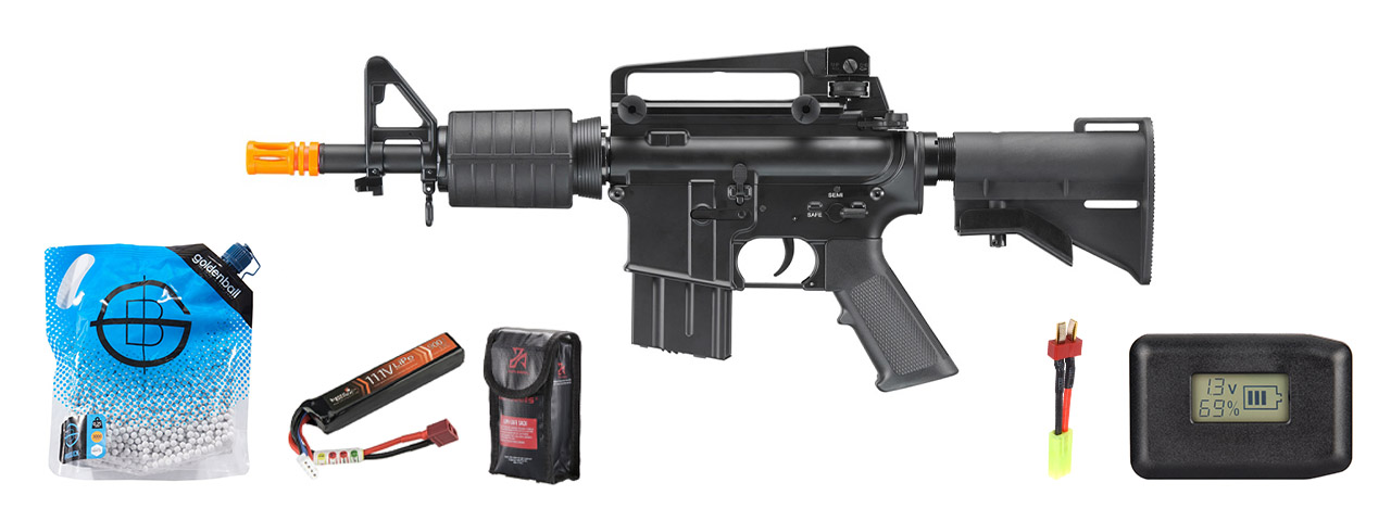 Double Bell N23 Pdw M4 Airsoft Aeg Rifle - Battery/Adapter/Charger Combo - (Black)