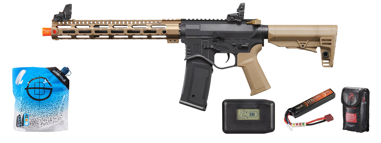 Golden Eagle Combat AR 12.5'' Aeg Airsoft Rifle - Battery/Charger Combo - (Two-tone)