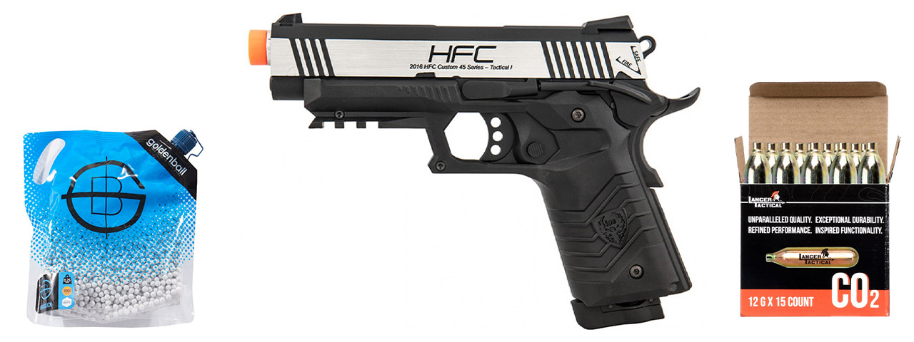 HFC HG-171 Tactical 1911 CO2 Blowback Pistol - CO2 Combo - (Black/Silver)