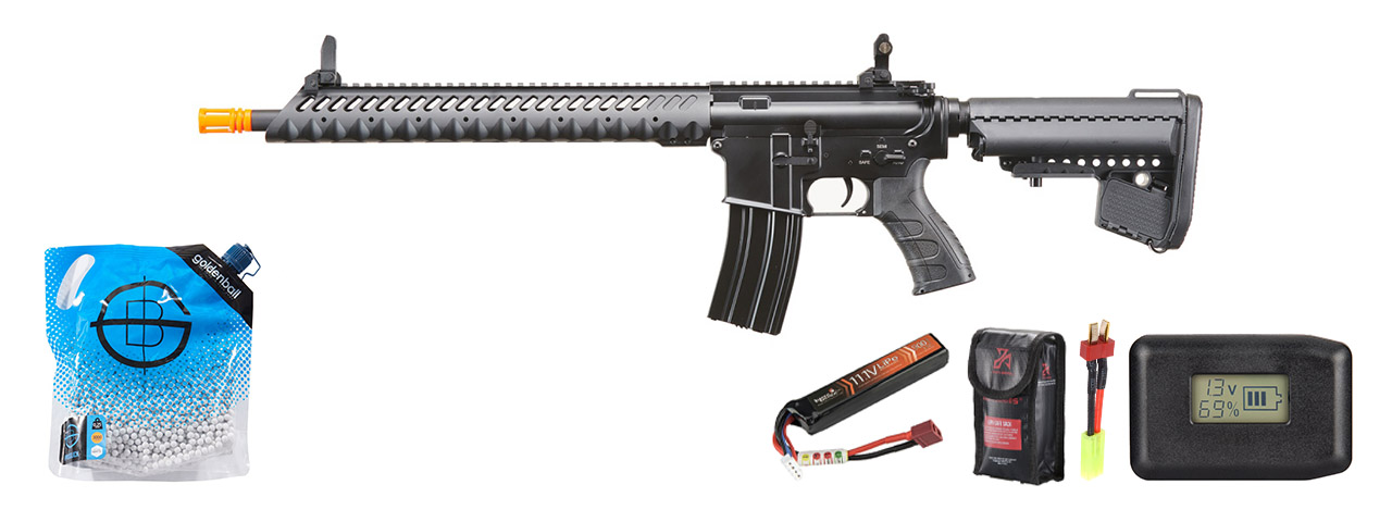 Atlas Custom Works 14.5" Diamond Head Style M4 Aeg - Battery/Adapter/Charger Combo - (Black)