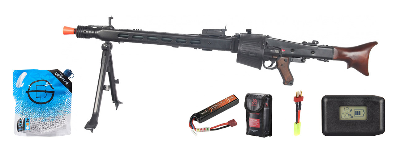 AGM Iu-m42 Maschinengewehr MG42 Full Metal Aeg Machine Gun W/drum Magazine - Battery/Adapter/Charger Combo