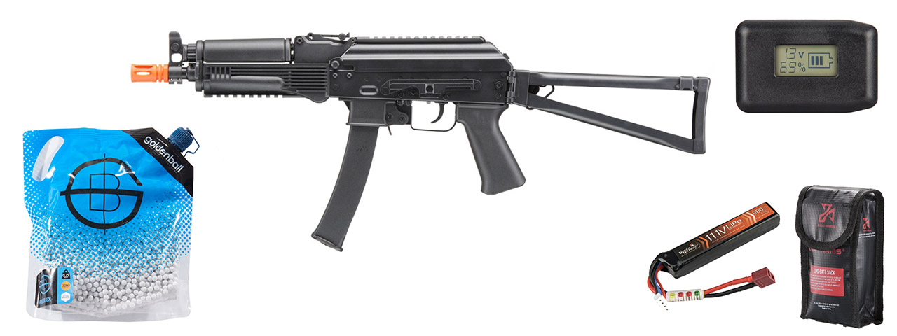 Kalashnikov USA Licensed KR-9 SBR Airsoft AEG Rifle - Battery/Charger Combo - (Black)