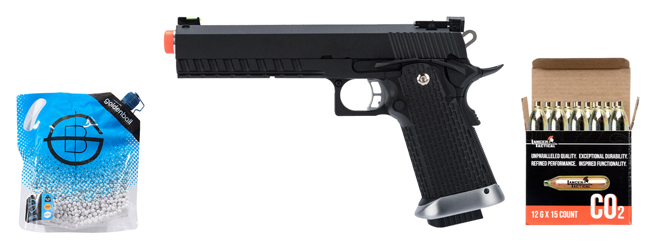 KJW Xcelerator 6" Hi-CAPA CO2 Gas Blowback Airsoft Pistol - CO2 Combo - (Black)