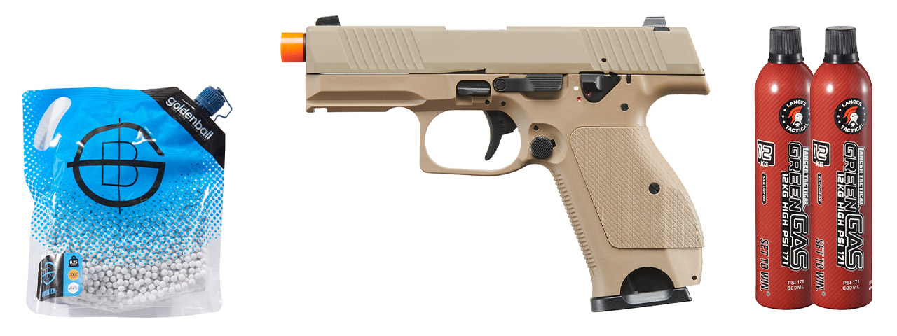 Kizuna Works KW-15k Gas Blowback Airsoft Pistol - Green Gas Combo - (Metal/Cerakote FDE)