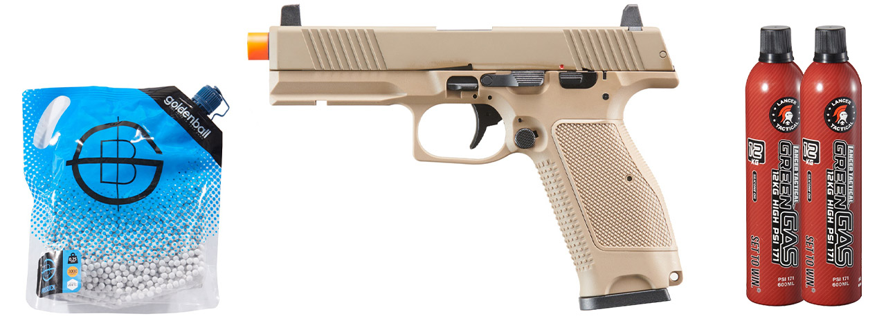 Kizuna Works MKW Full Sized Gas Blowback Airsoft Pistol - Green Gas Combo - (Metal/Cerakote FDE)