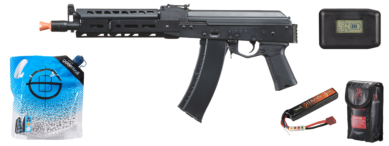 LCT Airsoft AK104 Steel AEG Airsoft Rifle w/ ASTER V2 - Battery/Charger Combo - (Black)