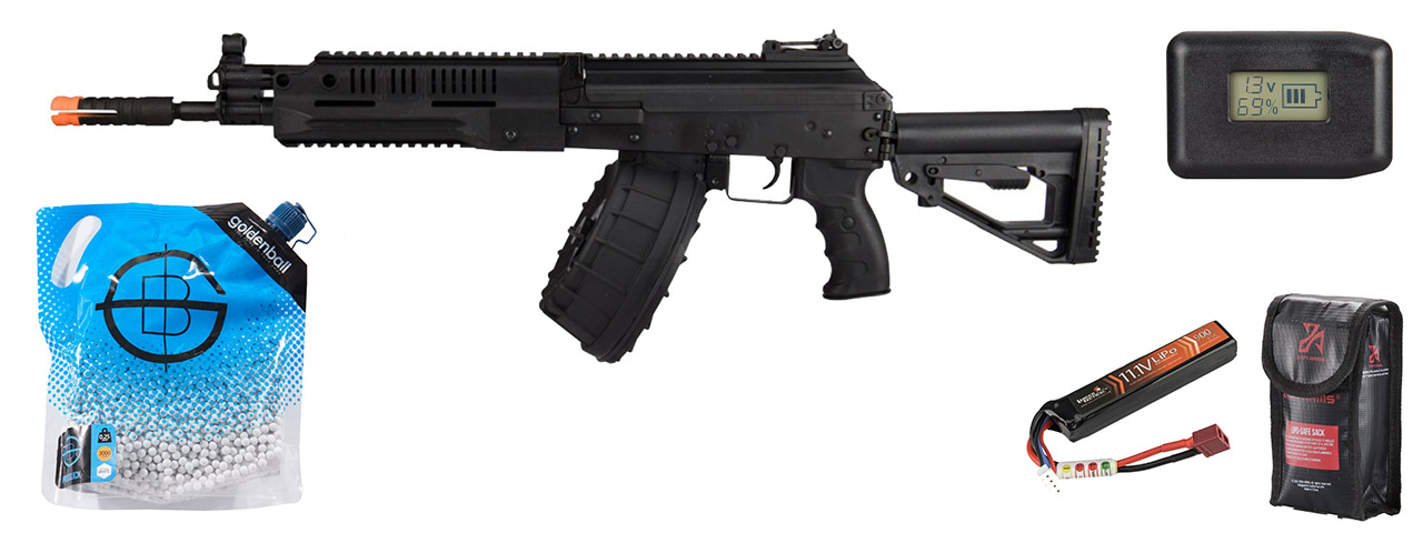 LCT LCK-16 Steel AEG Rifle w/ ASTER V2 - Battery/Charger Combo - (Black)