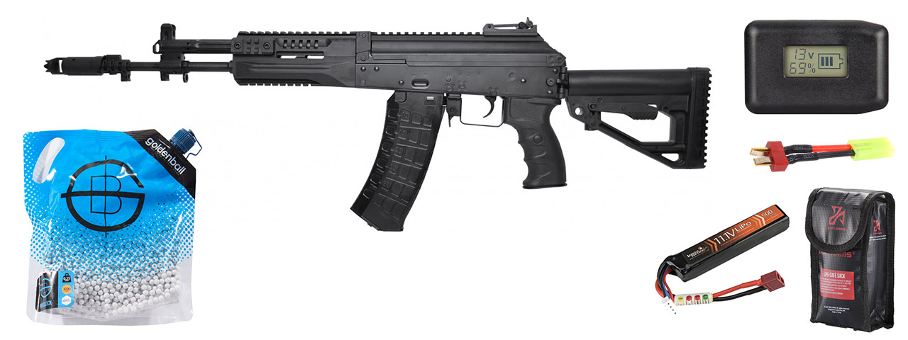 LCT Airsoft LCK12 Tactical AK-12 Assault Airsoft AEG Rifle - Battery/Charger Combo - (Black)