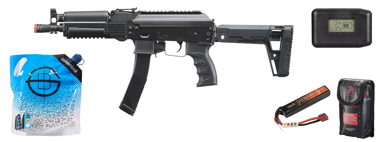 LCT LPPK-20 SMG AEG Rifle w/ ASTER V2 - Battery/Charger Combo - (Black)