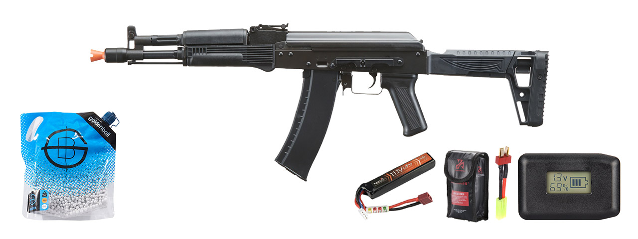 LCT Airsoft MRK-105 AEG Rifle - Battery/Adapter/Charger Combo - (Black)