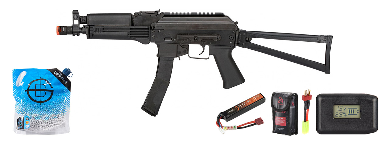 LCT Vityaz Steel PP-19-01 AEG Airsoft SMG - Battery/Adapter/Charger Combo - (Black)