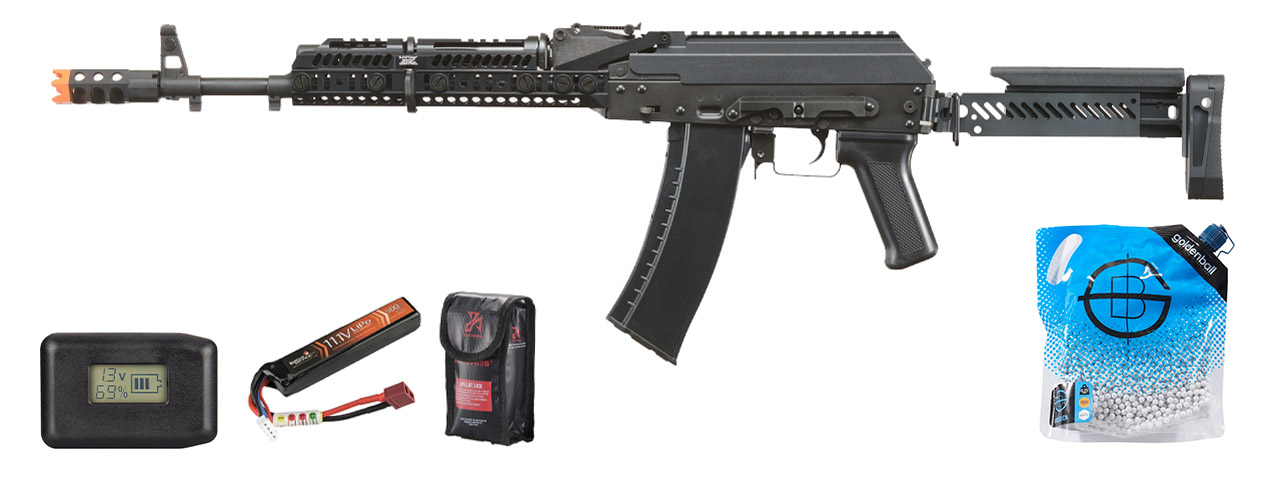 LCT ZKS-74m Airsoft Aeg Rifle W/ Z Series Folding Stock & Sport Handguard (Gate Aster) - Battery/Charger Combo