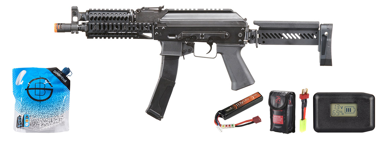 LCT ZP-19-01 Vityaz Aeg Rifle W/ Folding Stock - Battery/Adapter/Charger Combo - (Black)