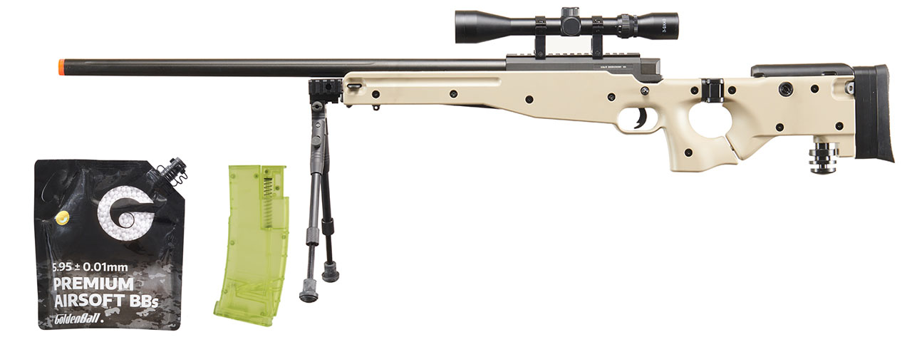Well MB08TAB L96 AWP Bolt Action Rifle W/ folding Stock Bipod & Scope (Tan) - BB/Sniper Bundle Well MB08TAB L96 AWP Bolt Action Rifle W/ folding Stock Bipod & Scope (Tan) - BB/Sniper Bundle