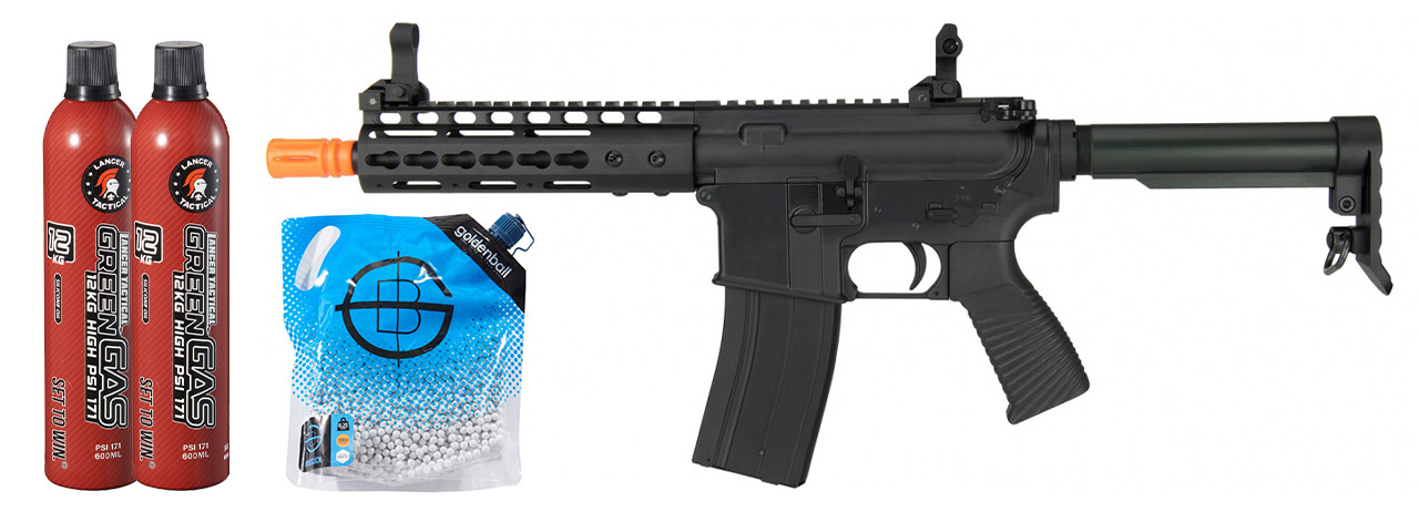 Golden Eagle MC6637 Elite Series 7" Keymod CQB GBB Airsoft Rifle - Green Gas Combo - (Black)