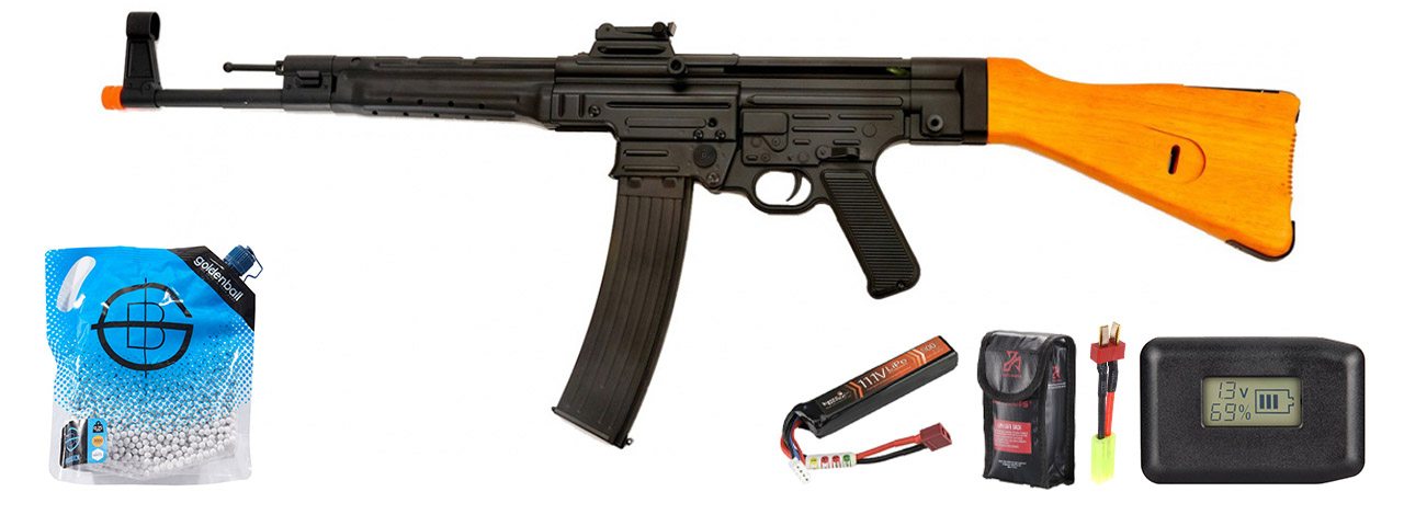 AGM MP056b WWII Sturmgewehr STG44 MP44 AEG Full Metal Assault Rifle W/synthetic Wood Stock - Battery/Adapter/Charger Combo