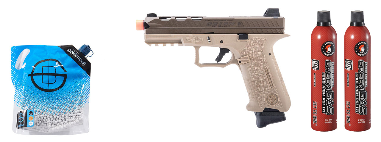 Poseidon Orion Performance Series GBB Pistol No.2 - (Tan/Brown) Green Gas Combo Poseidon Orion Performance Series GBB Pistol No.2 - (Tan/Brown) Green Gas Combo