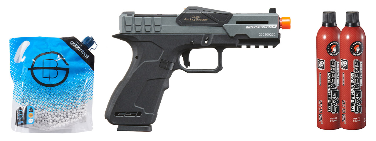 Poseidon CSI XG8 Gas Blow Back Aluminum Pistol - Green Gas Combo - (Metal/gray)
