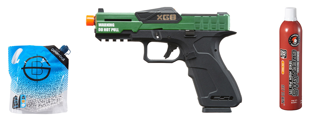 Poseidon CSI XG8 Gas Blow Back Aluminum Pistol - Green Gas Combo - (OD Green)