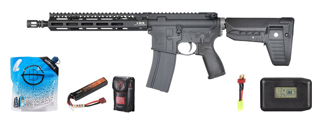 Bcm Licensed MCMR 11.5" Full Metal Airsoft Aeg W/ Vfc Avalon Gearbox - Battery/Adapter/Charger Combo - (Black)