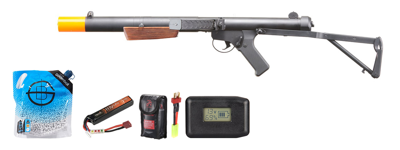 S&t Sterling Mk5 L34a1 Airsoft Aeg Submachine Gun - Battery/Adapter/Charger Combo - (Black)