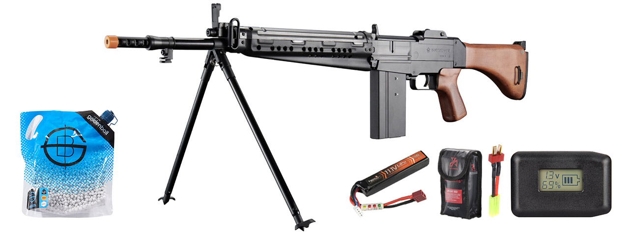 S&t Type 64 Full Metal Full Size Aeg Airsoft Battle Rifle - Battery/Adapter/Charger Combo - (Black/wood)