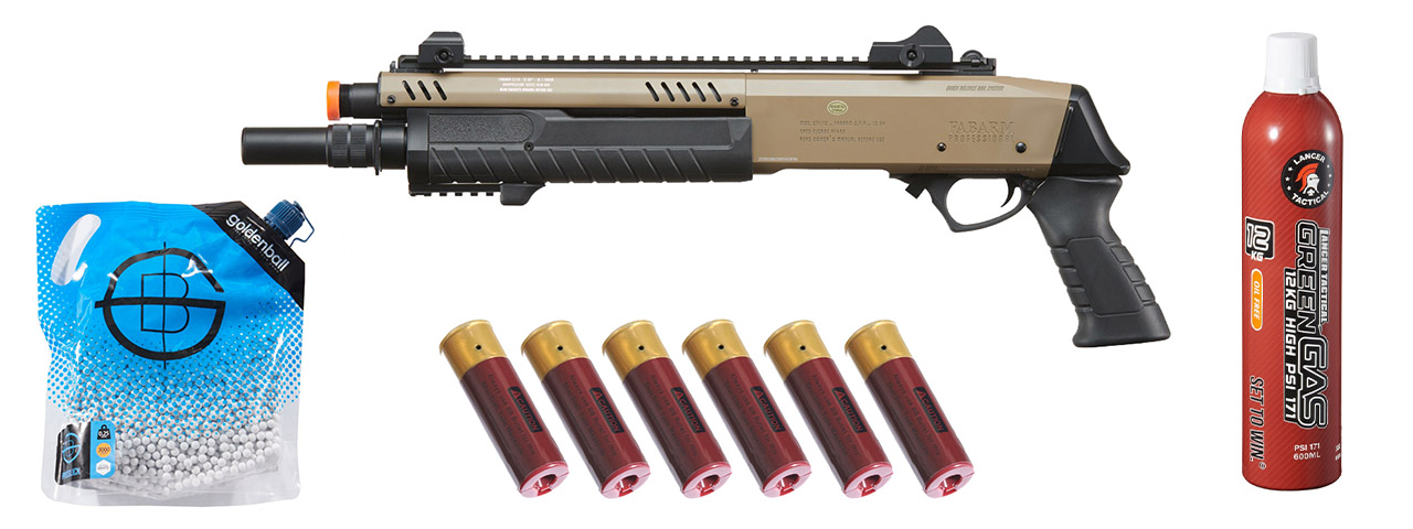 BO Manufacture REP FABARM STF12 Short 11" Pump Action Gas Shotgun - Green Gas/Shell Combo - (Flat Earth)
