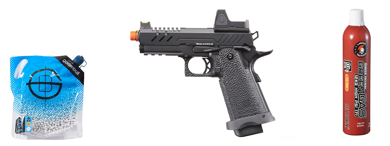 Vorsk Airsoft 3.8 Hi Capa Pro w/ Micro Dot - Green Gas Combo - (Black)