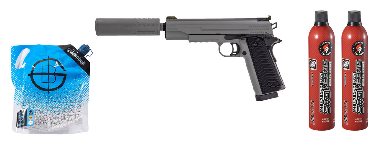 Vorsk Airsoft VX-14 GBB Pistol - (Gray) Green Gas Combo Vorsk Airsoft VX-14 GBB Pistol - (Gray) Green Gas Combo