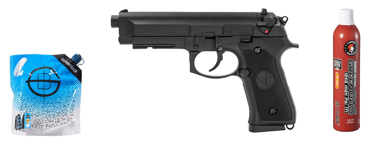 Vorsk Airsoft VM9 Osiris Gas Blowback Pistol - Green Gas Combo - (Black)