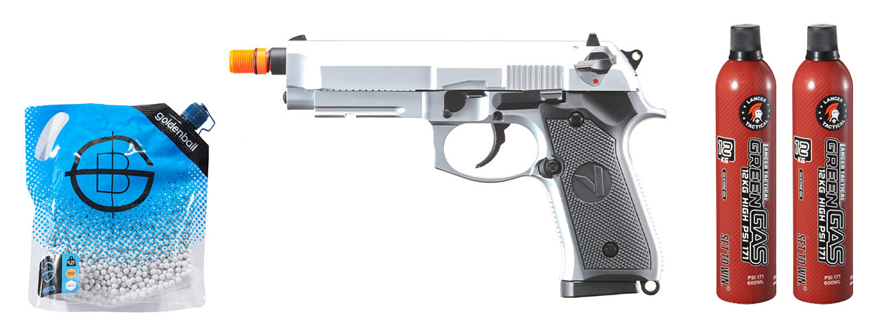 Vorsk Airsoft VM9 Osiris Gas Blowback Pistol - (Silver) Green Gas Combo Vorsk Airsoft VM9 Osiris Gas Blowback Pistol - (Silver) Green Gas Combo