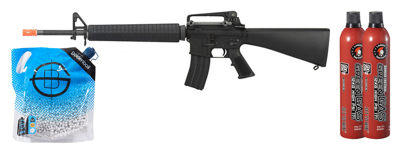 WE Tech M16A3 Open Bolt Full Metal Gas Blowback Airsoft GBBR Rifle - (Black) Green Gas Combo WE Tech M16A3 Open Bolt Full Metal Gas Blowback Airsoft GBBR Rifle - (Black) Green Gas Combo