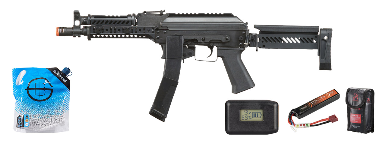 Lct ZK Series Ak Airsoft Aeg Rifle W/ Side-folding Z Series Stock And Handguard - Battery/Charger Combo - (Black)