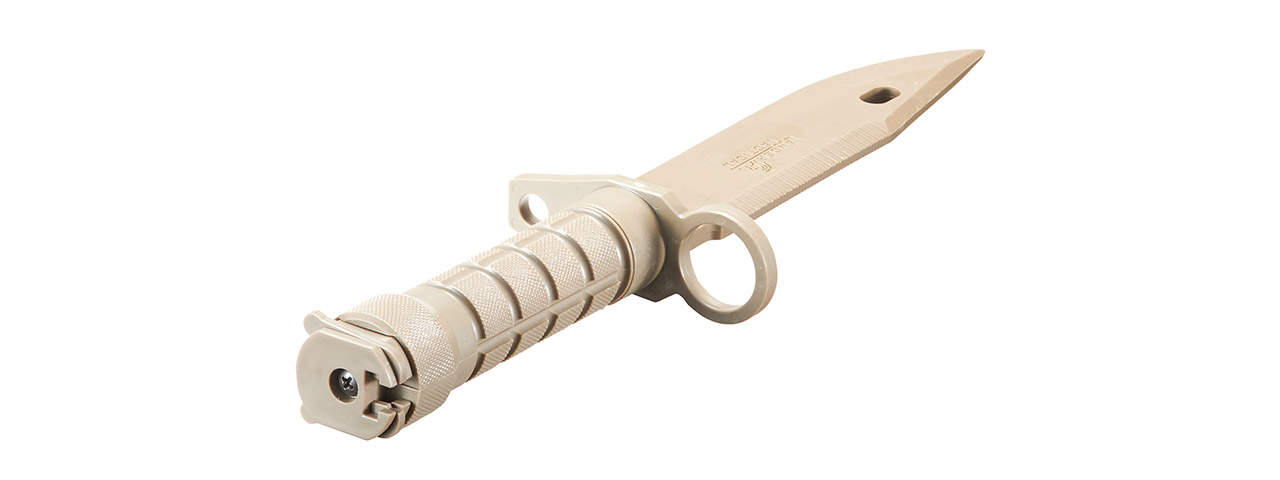 Lancer Tactical Airsoft M9 Rubber Bayonet Knife for M4/M16 AEG (Color: Tan)