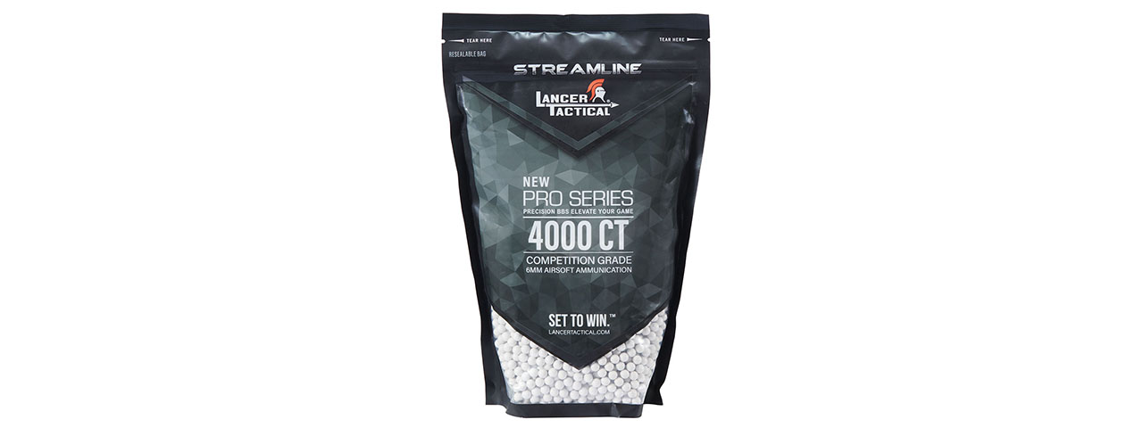 Lancer Tactical 4000 Round 0.25g Seamless Airsoft BBs (Color: White)